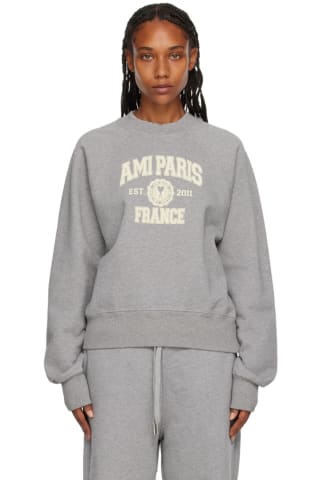 Ami Alexandre Mattiussi Gray Ami Paris France Sweatshirt,Heather grey