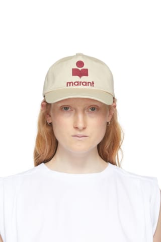 이자벨 마랑 볼캡 모자 Isabel Marant Off-White Tyrony Cap,Ecru/Red
