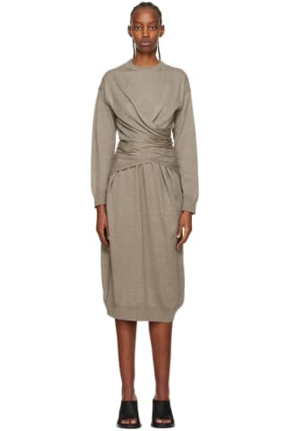 르메르 랩 원피스 Lemaire Beige Wrap Midi Dress,Grey Beige