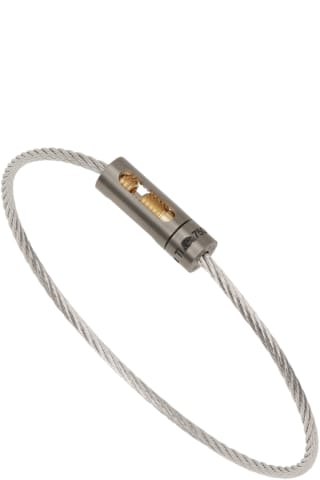 Le Gramme Silver Le 5 Grammes Punched Cable Bracelet,Silver/Yellow gold