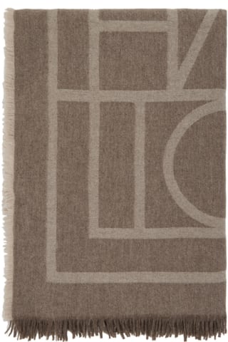 토템 Toteme Brown Monogram Scarf,Tobacco Monogram