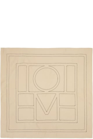 토템 Toteme Beige Embroidered Monogram Scarf,Cream