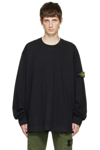 스톤 아일랜드 Stone Island Black Patch Long Sleeve T-Shirt,Black Supplier