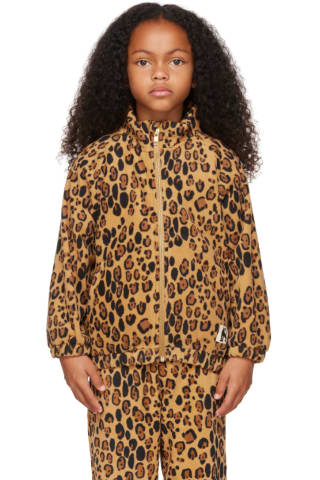 미니로디니 Mini Rodini Kids Beige Leopard Fleece Jacket,BeigernrnModel measures 48