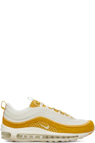 나이키 Nike White &amp; Yellow Air Max 97 Premium Sneakers,Summit White