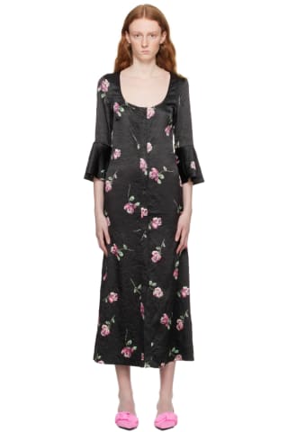 가니 원피스 GANNI Black Floral Maxi Dress