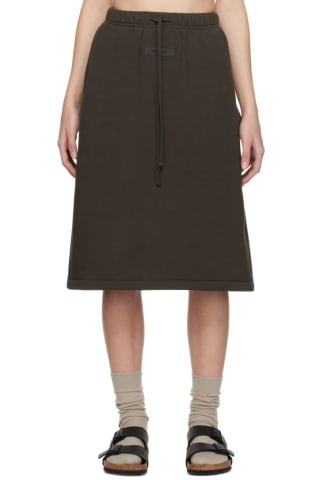 피어오브갓 에센셜 스커트 Essentials Gray Drawstring Midi Skirt,Off-black, image