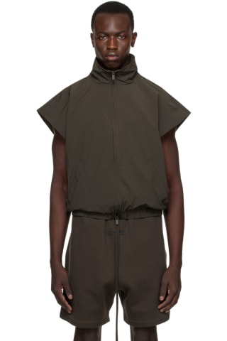 피어오브갓 에센셜 집업 조끼 Essentials Gray Zip Vest,Off-black, image