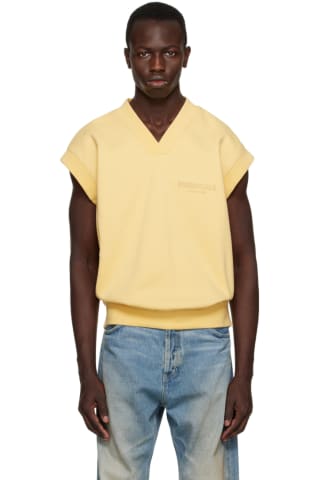피어오브갓 에센셜 조끼 Essentials Yellow V-Neck Vest,Light tuscan, image