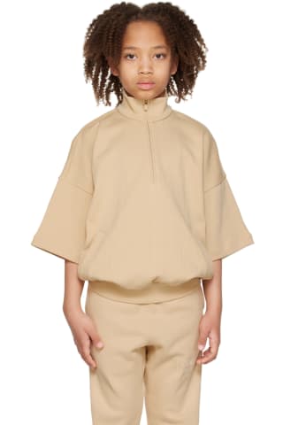 피어오브갓 에센셜 키즈 집업 맨투맨 Essentials Kids Beige Half-Zip Sweatshirt,SandrnrnModel measures 52