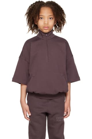 피어오브갓 에센셜 키즈 집업 맨투맨 Essentials Kids Purple Half-Zip Sweatshirt,PlumrnrnModel measures 52