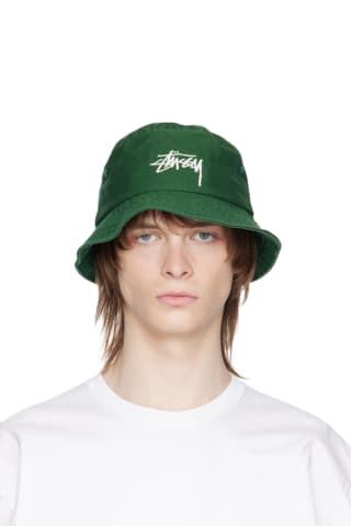 Stussy Green Big Stock Bucket Hat,Dark Green