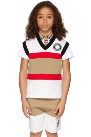 Burberry Kids Off-White Striped Vest