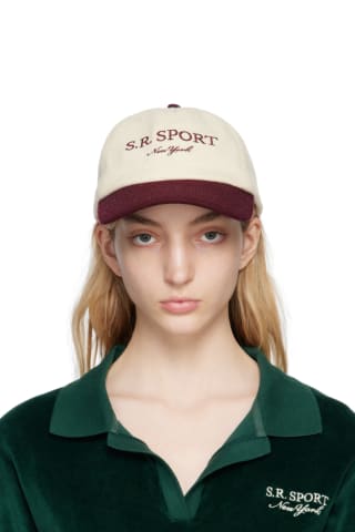 스포티 앤 리치 여성 모자 볼캡 Sporty &amp; Rich Off-White &amp; Burgundy S.R. Sport Cap