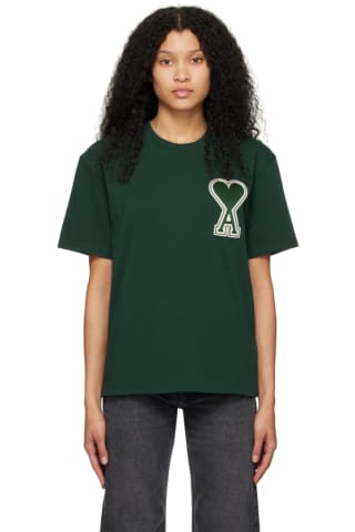 아미 반팔티 아미 AMI Alexandre Mattiussi   Green Ami de Coeur T-Shirt,Dark cedar, image