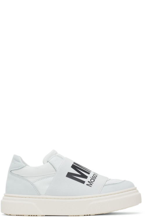 MM6 Maison Margiela Kids White & Grey Elastic Logo Sneakers