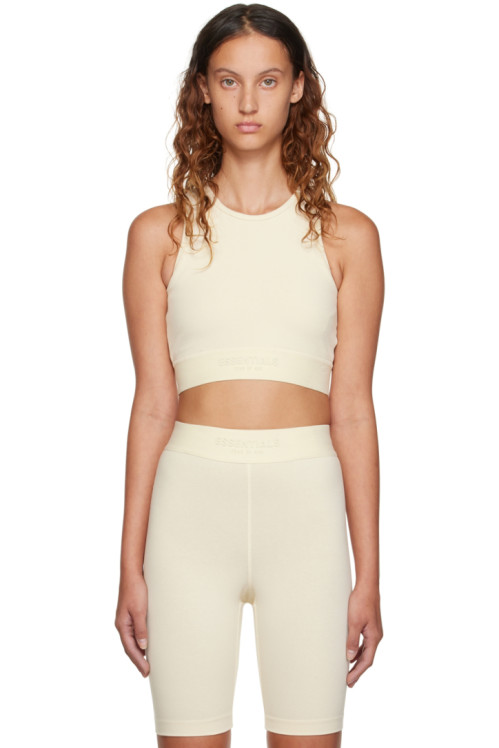Fear of God ESSENTIALS Off-White Cotton Tank Top,Egg shell