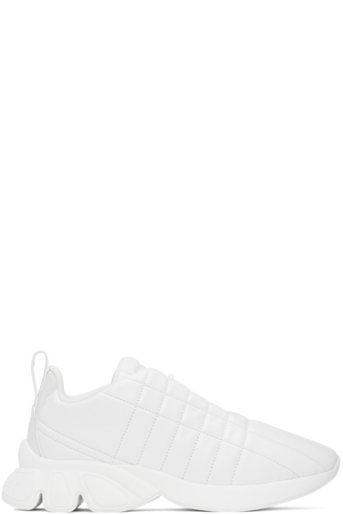버버리 Burberry White Quilted Leather Classic Sneakers,Neutral white,image