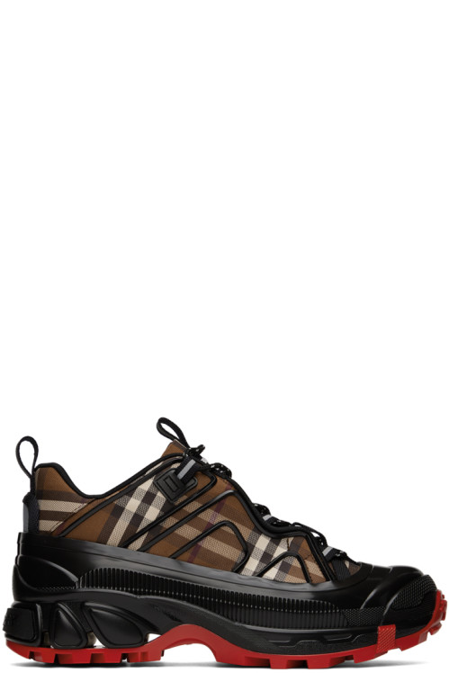 버버리 Burberry Brown & Black Arthur Sneakers,Birch brown,image