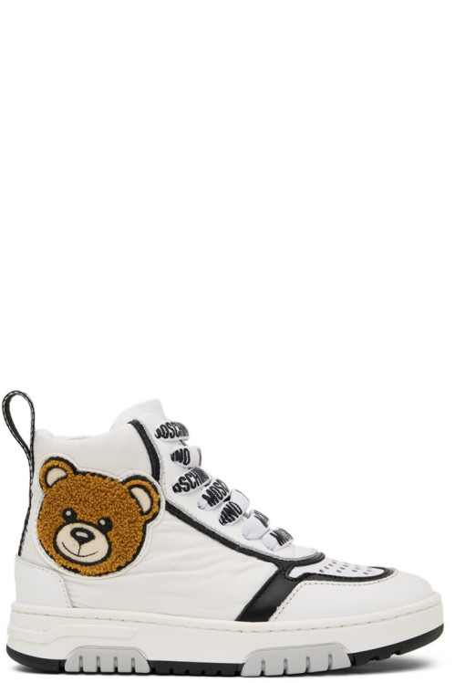 Moschino Kids White Teddy High Sneakers