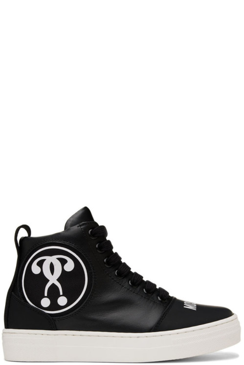 Moschino Kids Black Patch High Sneakers
