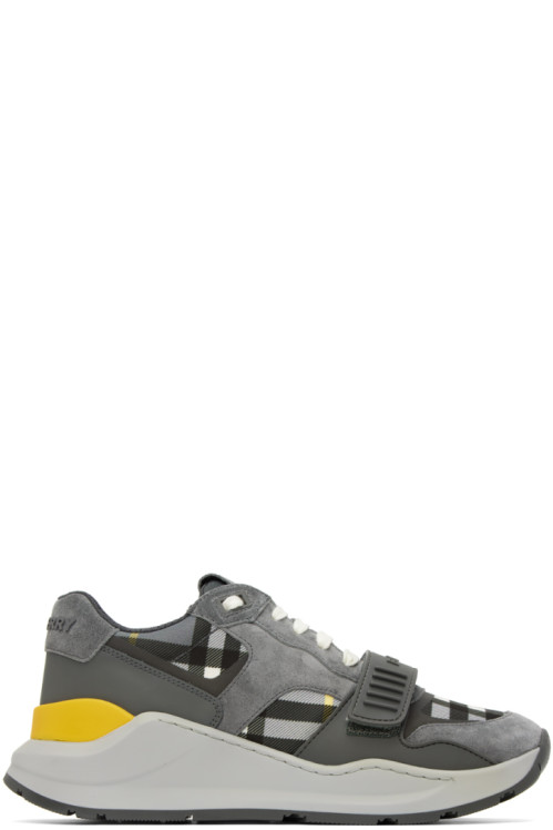 버버리 Burberry Gray Vintage Check Sneakers,Storm grey,image
