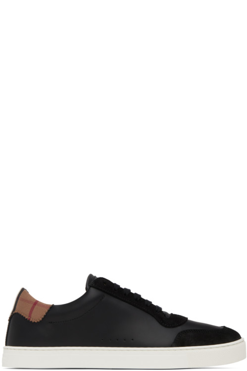 버버리 Burberry Black Vintage Check Sneakers,Black,image