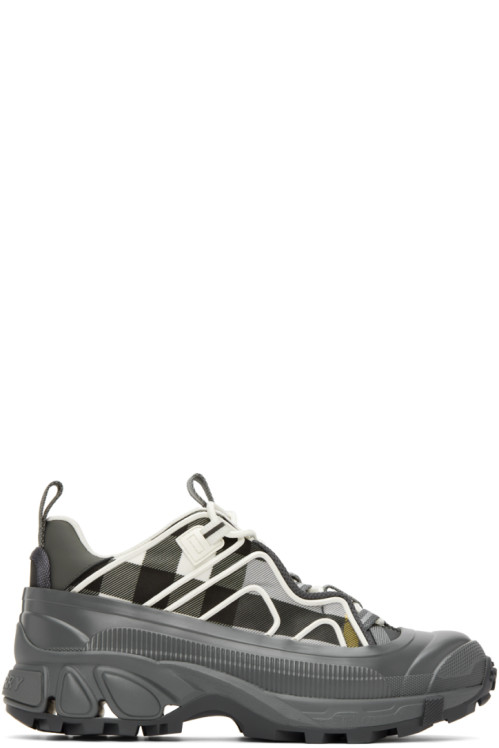버버리 Burberry Gray Vintage Check New Arthur Sneakers,Storm grey,image