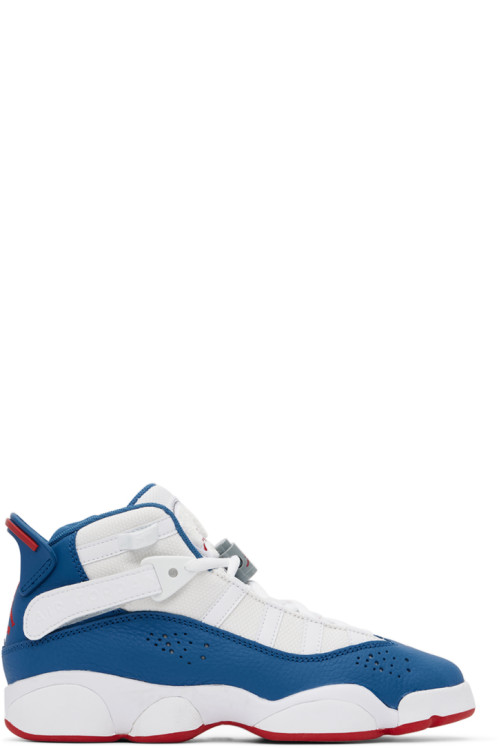 Nike Jordan Kids White & Blue Jordan 6 Rings Big Kids Sneakers