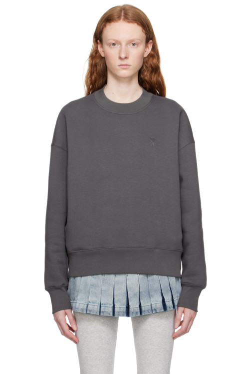 아미 Ami Paris Gray Ami de Coeur Sweatshirt,Stone gray, image