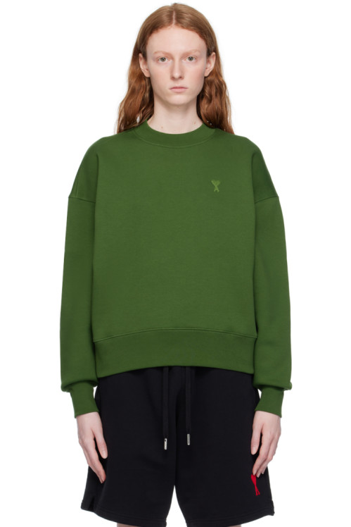아미 Ami Paris Green Ami de Coeur Sweatshirt,Evergreen