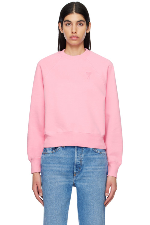 아미 Ami Paris Pink Ami De Coeur Sweatshirt,Candy Pink