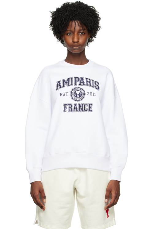 White 아미 Ami Paris France Sweatshirt