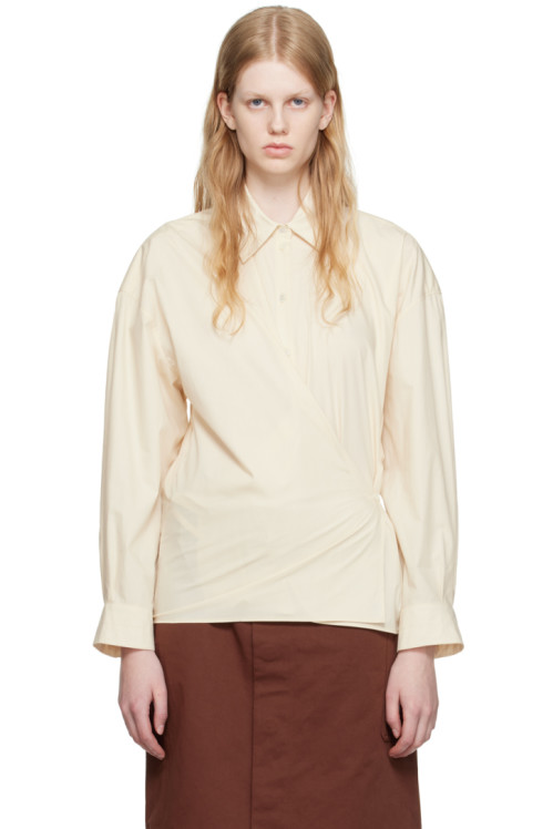 LEMAIRE Off-White Straight Collar Twisted Shirt,Cream,image