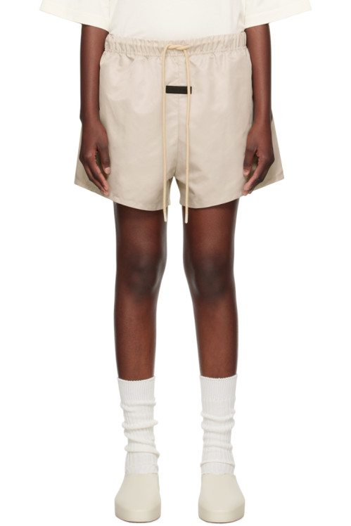 Fear of God ESSENTIALS Taupe Drawstring Shorts,Silver cloud, image