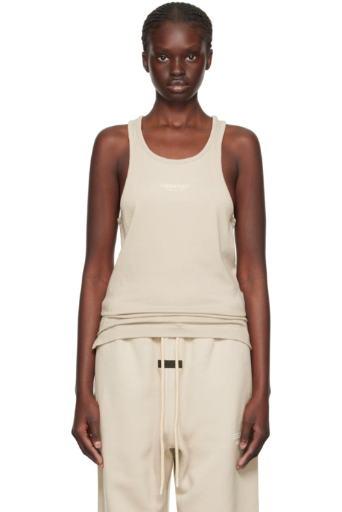 Fear of God ESSENTIALS Taupe Bonded Tank Top,Silver cloud, image