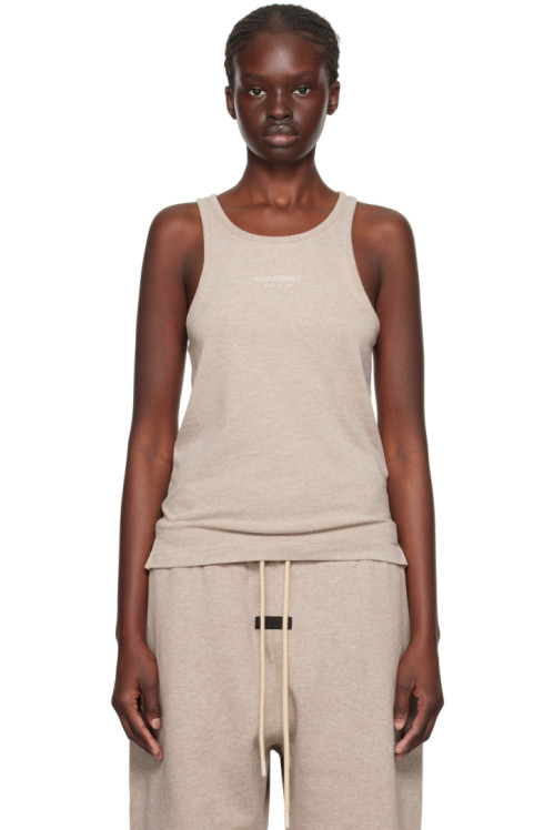 Fear of God ESSENTIALS Beige Bonded Tank Top,Core heather, image