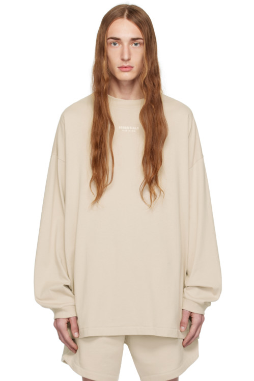 Fear of God ESSENTIALS Taupe Crewneck Long Sleeve T-Shirt,Silver cloud, image