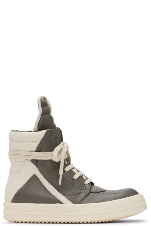 Rick Owens Kids Gray & Off-White Geobasket Sneakers