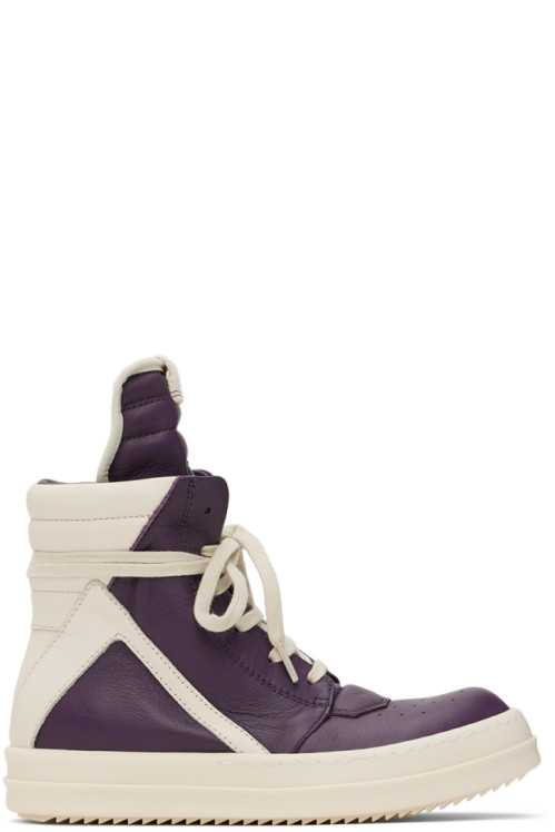 Rick Owens Kids Purple & Off-White Geobasket Sneakers