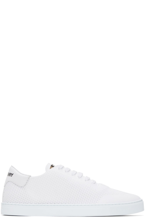버버리 Burberry White Embossed Sneakers,Optic white,image