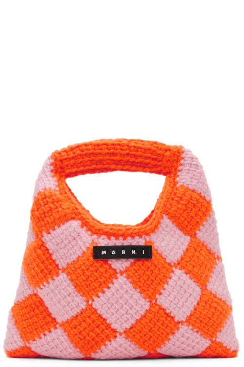 Marni Kids Orange & Pink Crochet Diamond Bag