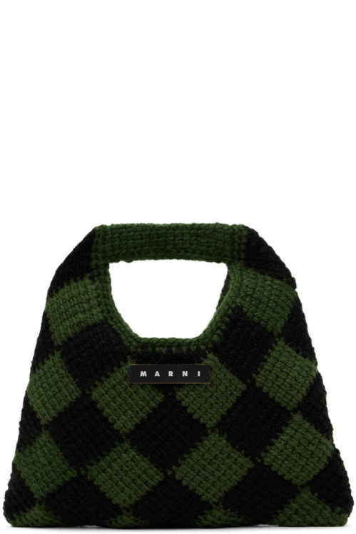 Marni Kids Black & Green Crochet Diamond Bag