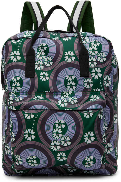 Marni Kids Purple & Green Allover 70s Circles Backpack