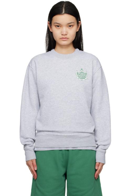 메종 키츠네 Maison Kitsune Gray Hotel Olympia Edition Crest Sweatshirt,Light gray melange, image