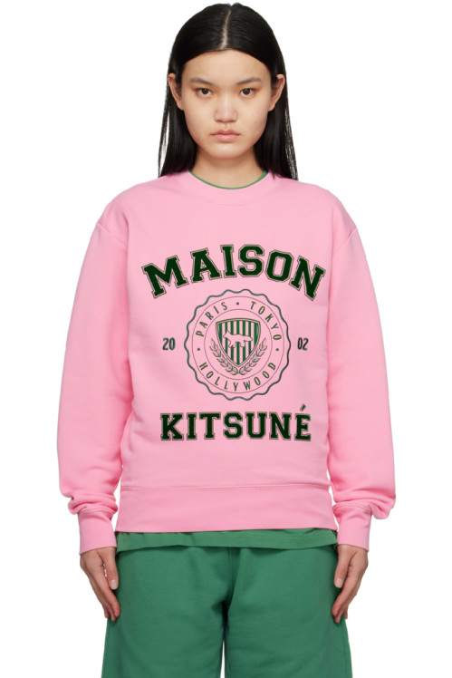 메종 키츠네 Maison Kitsune Pink Hotel Olympia Edition Varsity Sweatshirt,Strawberry, image