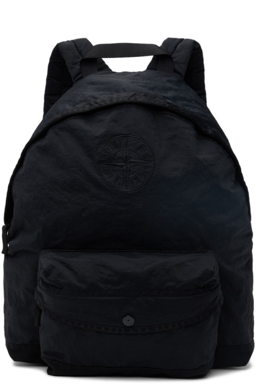 Stone Island Junior Kids Black Embroidered Backpack