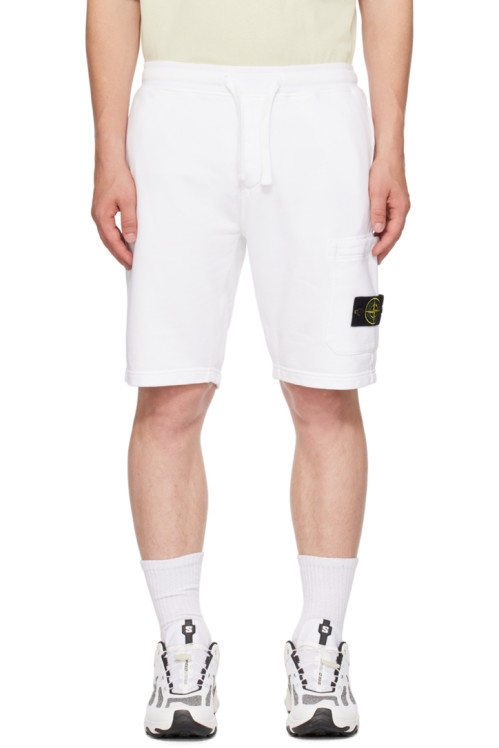 스톤 아일랜드 Stone Island White Garment-Dyed Shorts,WhiternSupplier