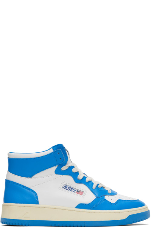 AUTRY Blue & White Medalist Sneakers,Leat