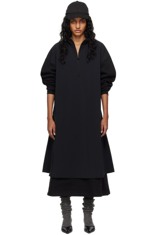 피어오브갓 에센셜 피오갓 에센셜 Fear of God ESSENTIALS Black Mock Neck Midi Dress,Jet Black